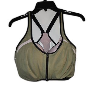 VICTORIA'S SECRET Racerback Knockout Double Closure Sports Bra 36DDD Green Pink